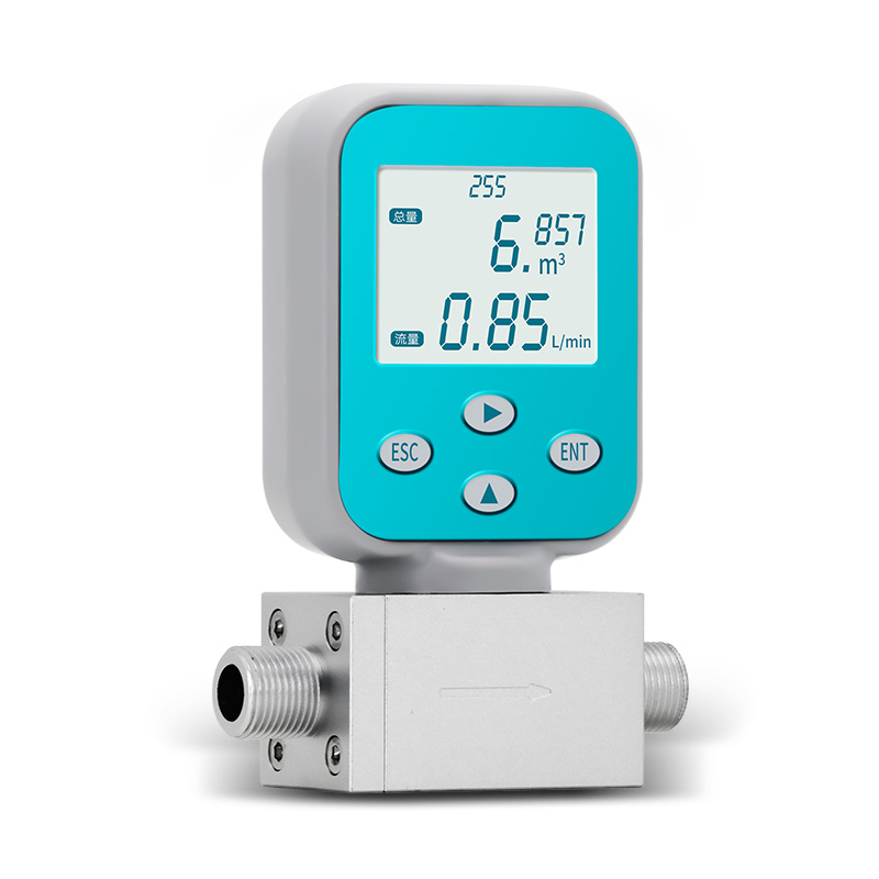 Small thermal gas mass flow meter