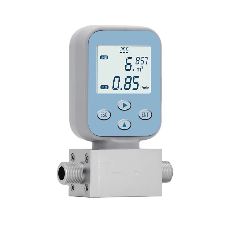 Small thermal gas mass flow meter
